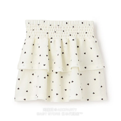 Japanese children's clothing pe#main layered full-print skirt 80-130cm girls summer SKIRTS 