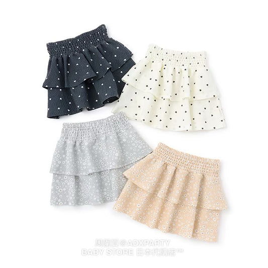 Japanese children's clothing pe#main layered full-print skirt 80-130cm girls summer SKIRTS 