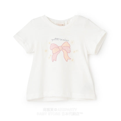 Japanese children's clothing pe#main contact cool print top 80-130cm girls summer TOPS 