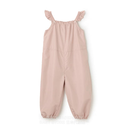 Japanese children's clothing pe#main waterproof series ruffled work pants 80-130cm girls summer jumpsuit 