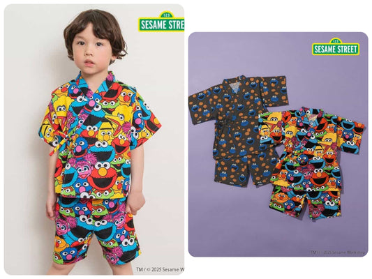 BREEZE x SESAME STREET Jinbei Japanese Kimono 80-130cm Boys' Summer TOPS PANTS Japanese Summer Festival Special 