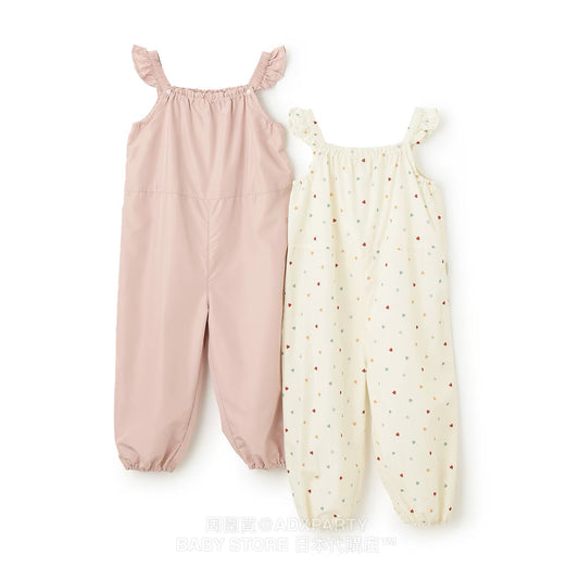Japanese children's clothing pe#main waterproof series ruffled work pants 80-130cm girls summer jumpsuit 