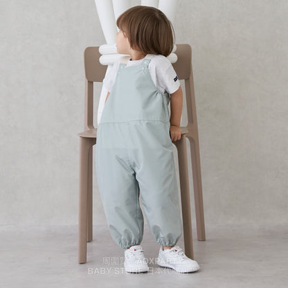 Japanese children's clothing pe#main waterproof series ruffled work pants 80-130cm boys' summer jumpsuit 