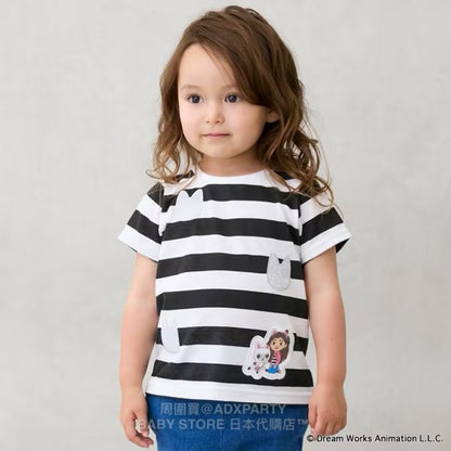 Japanese children's clothing pe#main x Gabby's Dollhouse striped top 80-130cm girls summer TOPS 