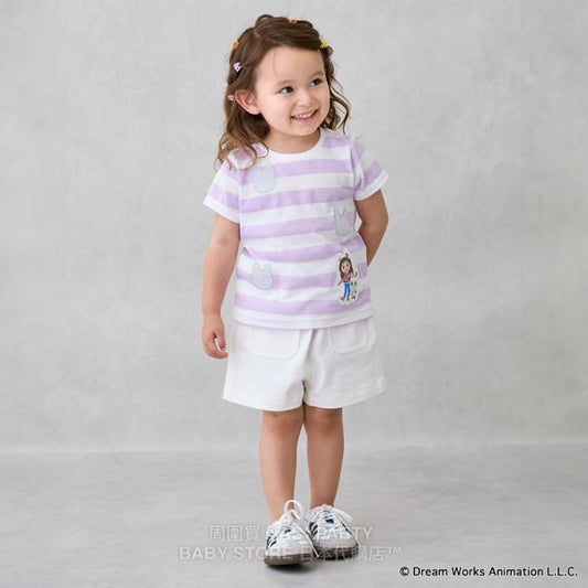 Japanese children's clothing pe#main x Gabby's Dollhouse striped top 80-130cm girls summer TOPS 