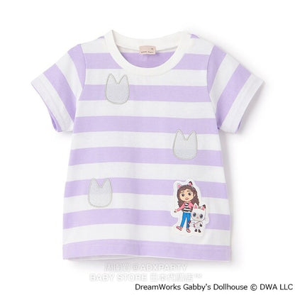 Japanese children's clothing pe#main x Gabby's Dollhouse striped top 80-130cm girls summer TOPS 