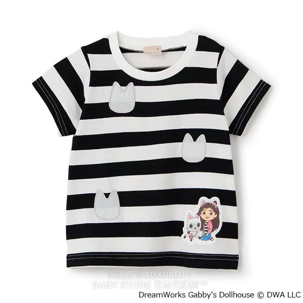 Japanese children's clothing pe#main x Gabby's Dollhouse striped top 80-130cm girls summer TOPS 