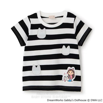 Japanese children's clothing pe#main x Gabby's Dollhouse striped top 80-130cm girls summer TOPS 