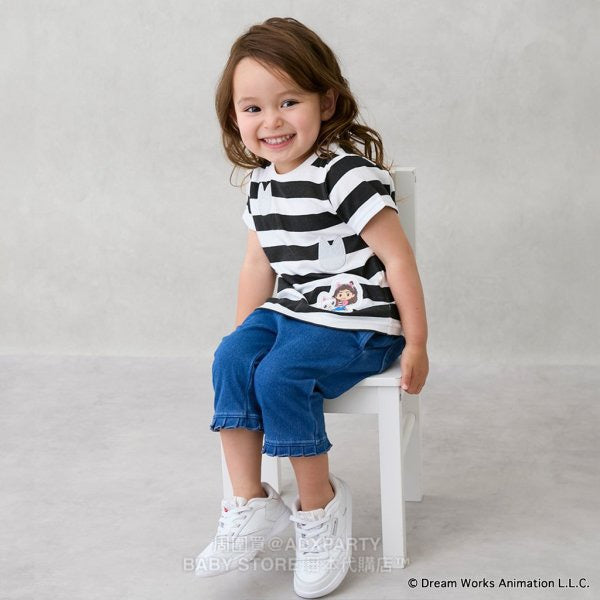 Japanese children's clothing pe#main x Gabby's Dollhouse striped top 80-130cm girls summer TOPS 