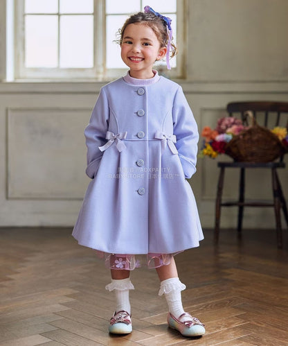 日本童裝 aF#a325 【可拆式毛毛帽】毛呢大褸 110-160cm 女童款 秋季 (適合寒冷天氣、溫度低天氣及落雪）OUTERWEAR