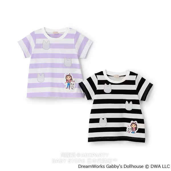 Japanese children's clothing pe#main x Gabby's Dollhouse striped top 80-130cm girls summer TOPS 