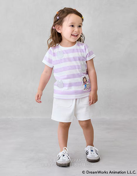 Japanese children's clothing pe#main x Gabby's Dollhouse striped top 80-130cm girls summer TOPS 