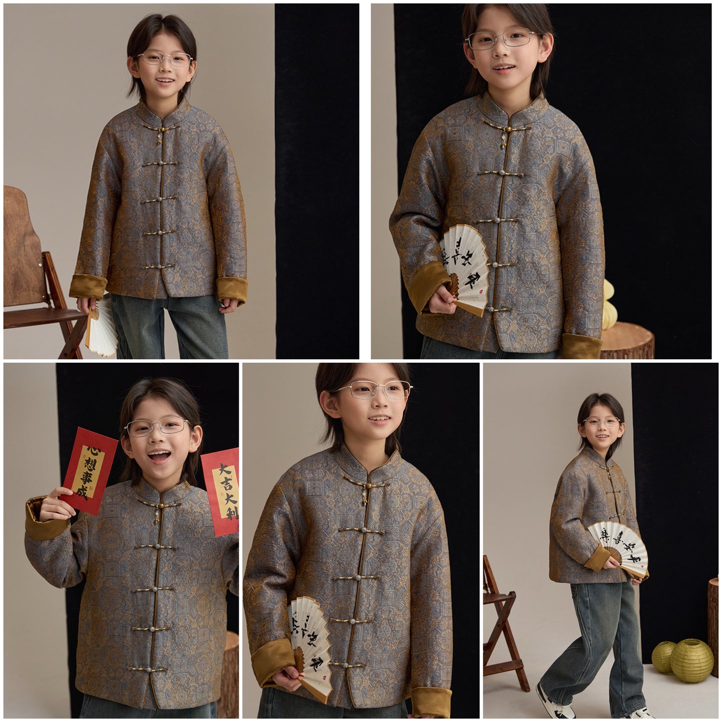 新年童裝 琥珀流光唐裝外套 90-160cm 男童款 新年中式華服唐裝 新春馬年 2026年 AAA