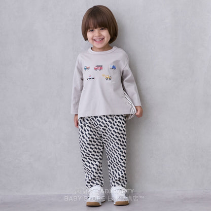 Japanese children's clothing pe#main car embroidered long-sleeved top 80-130cm boys' autumn TOPS 
