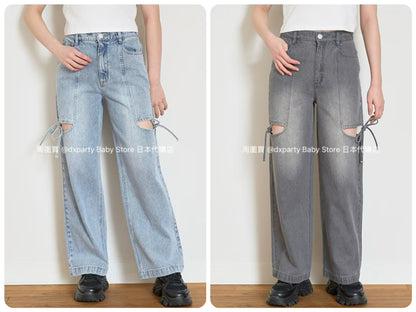 Lovetoxic Ribbon Slit Jeans (140-160cm) for Girls (Summer) 