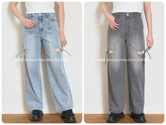 Lovetoxic Ribbon Slit Jeans (140-160cm) for Girls (Summer) 