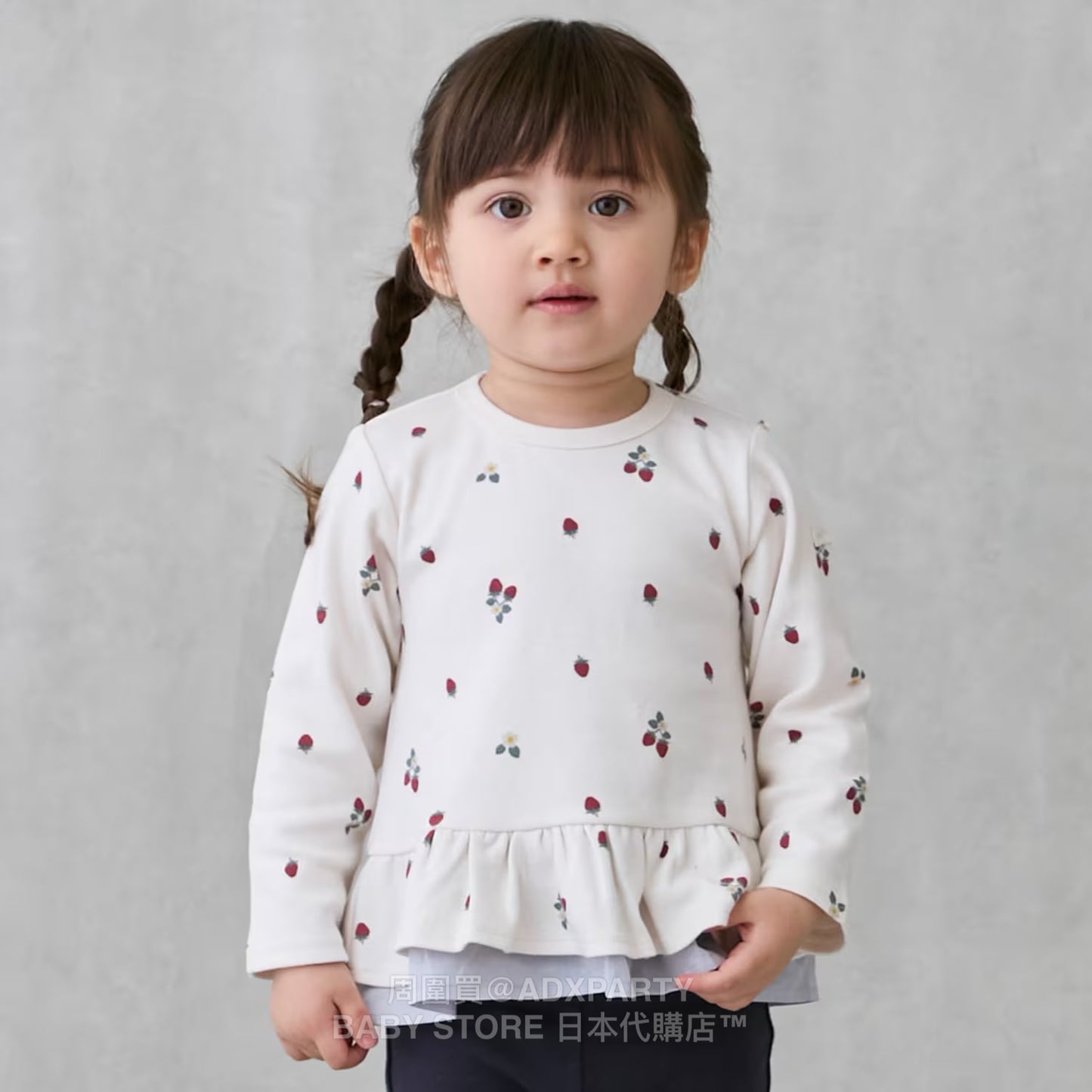 Japanese children's clothing pe#main lace long-sleeved top 80-130cm girls autumn TOPS 