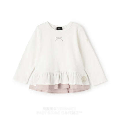 Japanese children's clothing pe#main lace long-sleeved top 80-130cm girls autumn TOPS 