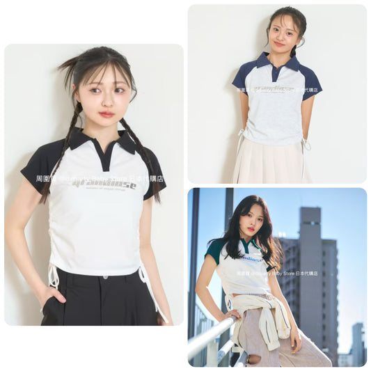 Lovetoxic Japanese children's clothing waist cropped top 140-170cm girls summer TOPS 