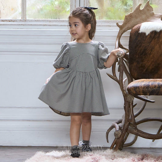 Japanese children's clothing pe#main puff sleeve dress 80-130cm girls autumn dresses 