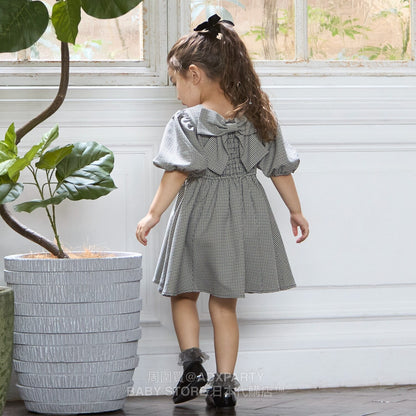 Japanese children's clothing pe#main puff sleeve dress 80-130cm girls autumn dresses 