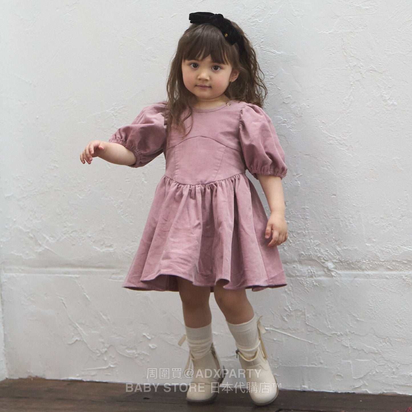 Japanese children's clothing pe#main puff sleeve dress 80-130cm girls autumn dresses 