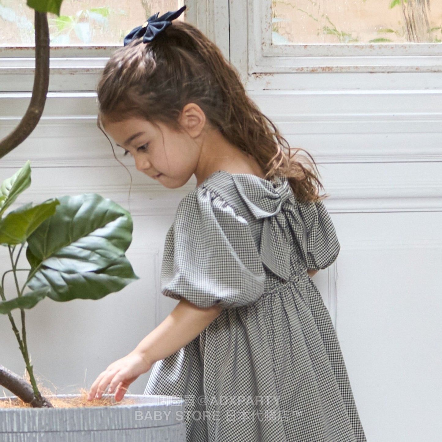 Japanese children's clothing pe#main puff sleeve dress 80-130cm girls autumn dresses 