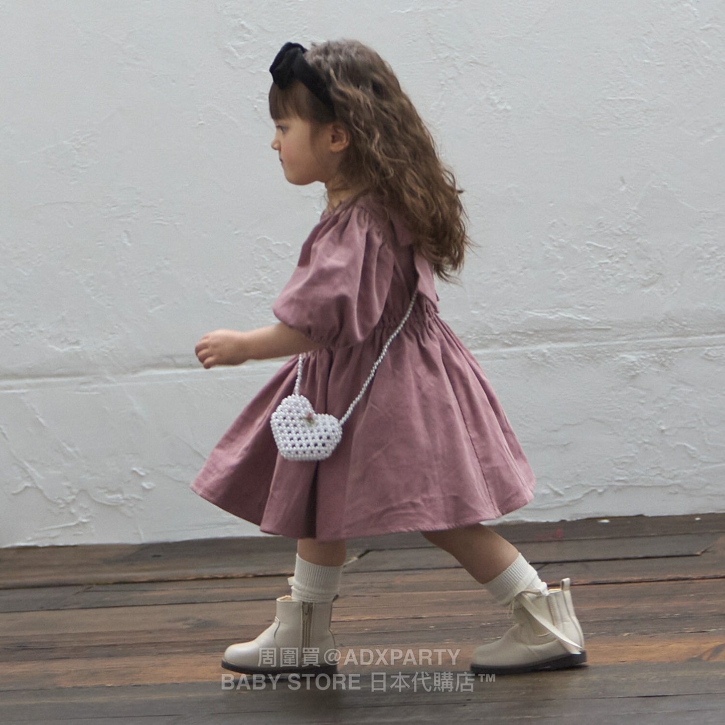 Japanese children's clothing pe#main puff sleeve dress 80-130cm girls autumn dresses 