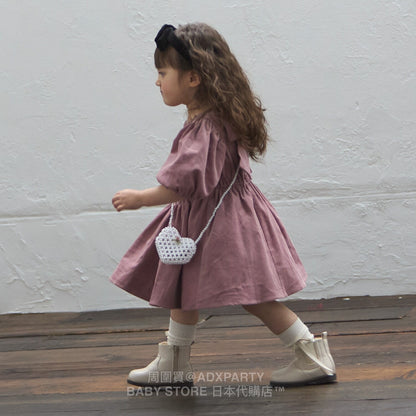 Japanese children's clothing pe#main puff sleeve dress 80-130cm girls autumn dresses 