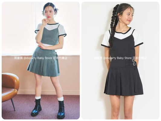 Lovetoxic Japanese Children's Clothing Suspender Skirt Two-Piece Set 140-160cm Girls Summer TOPS SKIRTS 