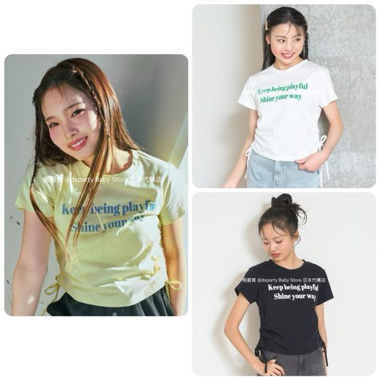 Lovetoxic Japanese Children's Clothing Waisted Short Top 140-170cm Girls Summer TOPS 