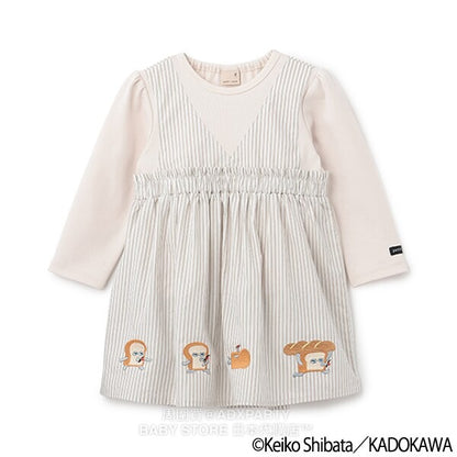 Japanese children's clothing pe#main x Bread Thief fake two-piece dress 80-130cm girls' autumn dresses 