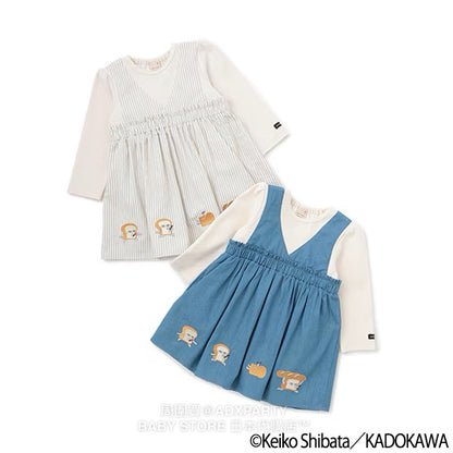 Japanese children's clothing pe#main x Bread Thief fake two-piece dress 80-130cm girls' autumn dresses 