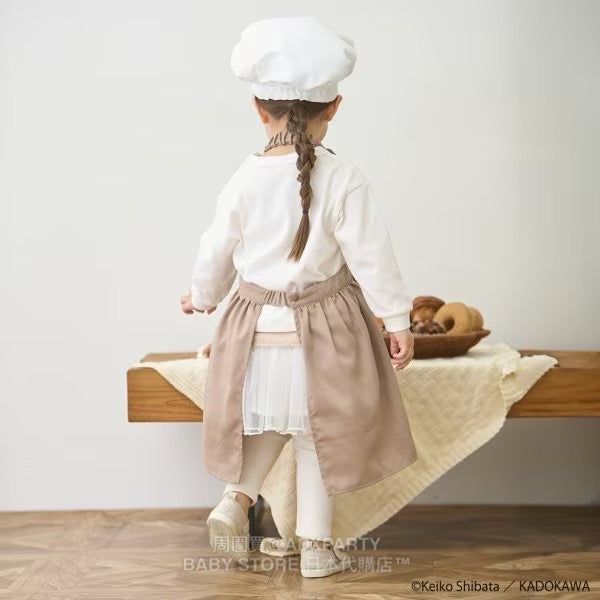 Japanese children's clothing pe#main x Bread Thief Apron with Chef Hat 80-130cm Girls Autumn TOPS 