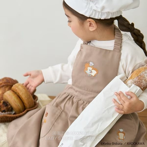 Japanese children's clothing pe#main x Bread Thief Apron with Chef Hat 80-130cm Girls Autumn TOPS 