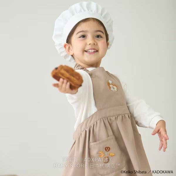 Japanese children's clothing pe#main x Bread Thief Apron with Chef Hat 80-130cm Girls Autumn TOPS 