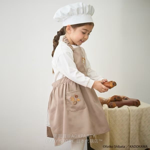 Japanese children's clothing pe#main x Bread Thief Apron with Chef Hat 80-130cm Girls Autumn TOPS 