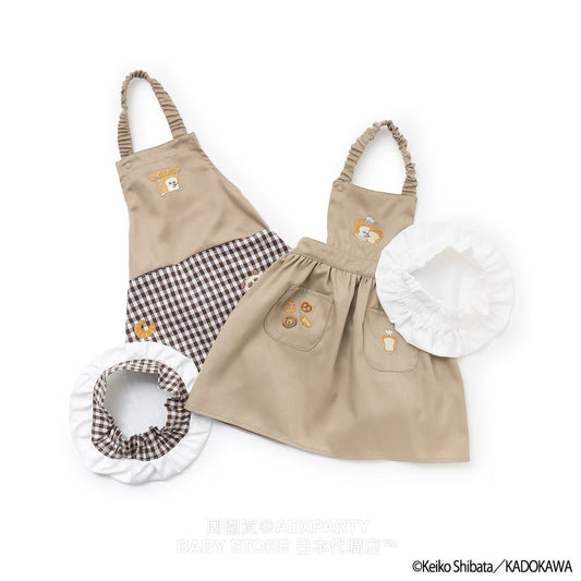 Japanese children's clothing pe#main x Bread Thief Apron with Chef Hat 80-130cm Girls Autumn TOPS 