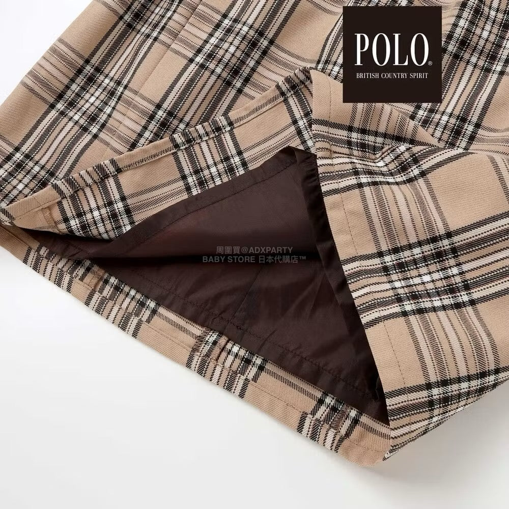 日本童裝  SLAP SLIP x POLO BCS 翻領抽褶腰帶格紋背帶裙 80-130cm 女童款 冬季 DRESSES 面試/宴會/表演