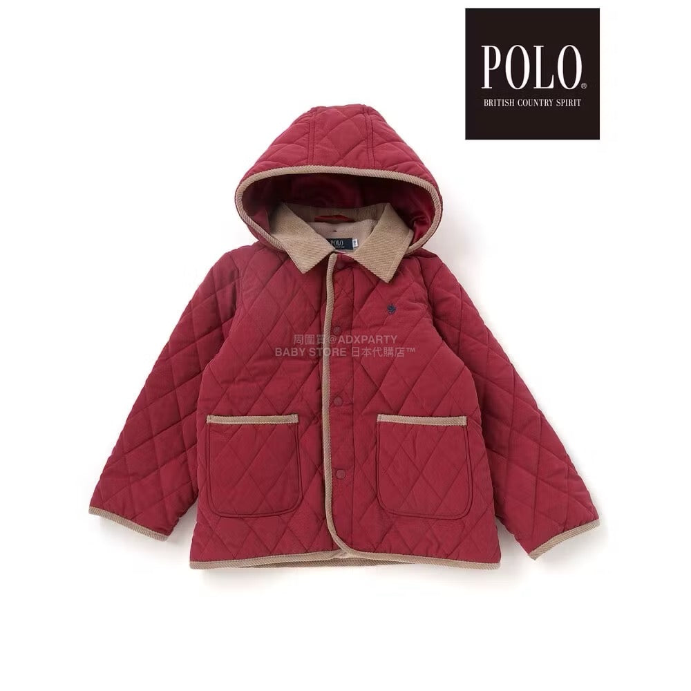 日本童裝  SLAP SLIP x POLO BCS 純色格紋絎縫外套 80-130cm 男童款/女童款 冬季 (適合初秋、香港平均溫度、寒冷天氣）OUTERWEAR聖誕紅/新年紅