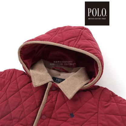 日本童裝  SLAP SLIP x POLO BCS 純色格紋絎縫外套 80-130cm 男童款/女童款 冬季 (適合初秋、香港平均溫度、寒冷天氣）OUTERWEAR聖誕紅/新年紅