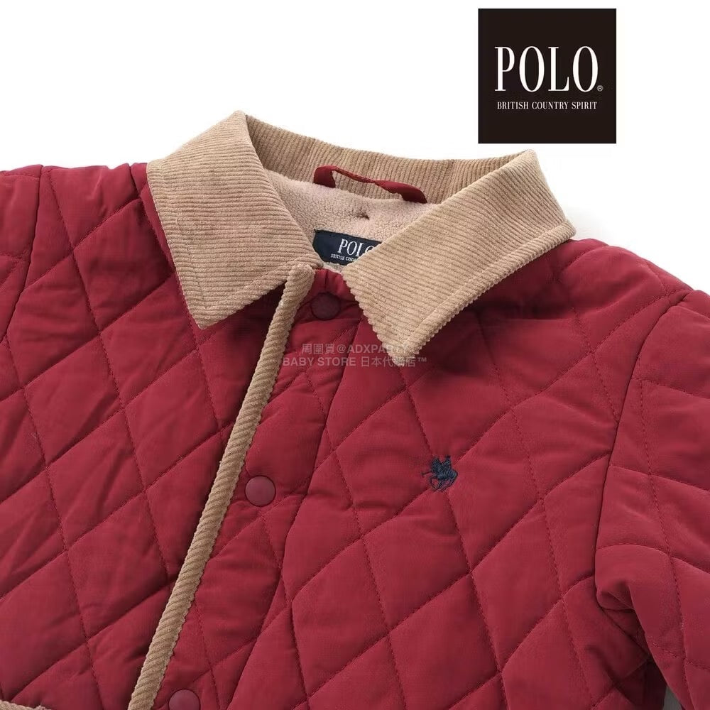 日本童裝  SLAP SLIP x POLO BCS 純色格紋絎縫外套 80-130cm 男童款/女童款 冬季 (適合初秋、香港平均溫度、寒冷天氣）OUTERWEAR聖誕紅/新年紅