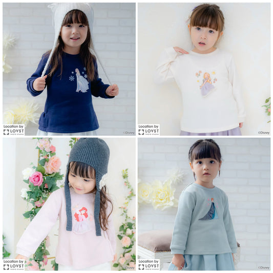 日本童裝 pe#main x Disney Princess 公主印花衛衣 90-130cm 女童款 秋季 TOPS