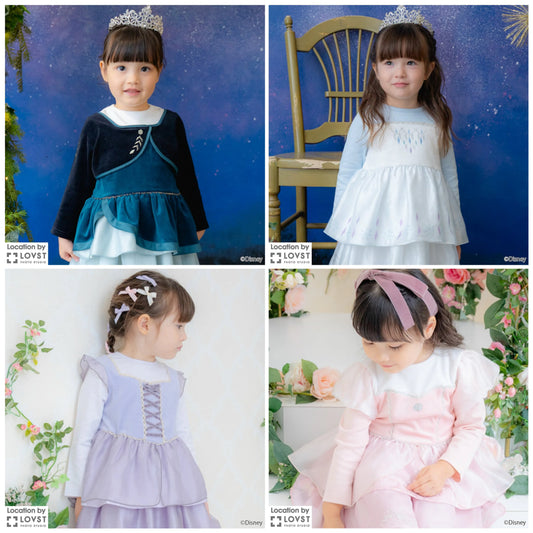 日本童裝 pe#main x Disney Princess 公主印花束腰上衣 90-130cm 女童款 秋季 TOPS