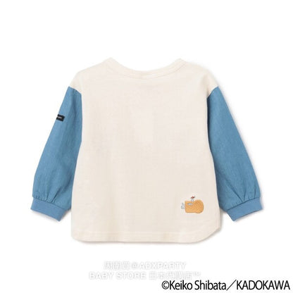 Japanese children's clothing pe#main x Bread Thief patchwork sleeve sweatshirt 80-130cm boys' autumn TOPS 