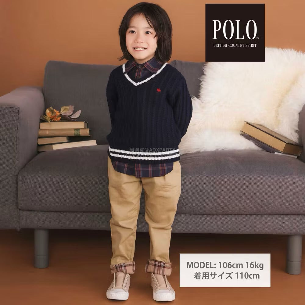 日本童裝  SLAP SLIP x POLO BCS 刺繡胸袋格紋襯衫 80-130cm 男童款 冬季 TOPS 面試/宴會/表演