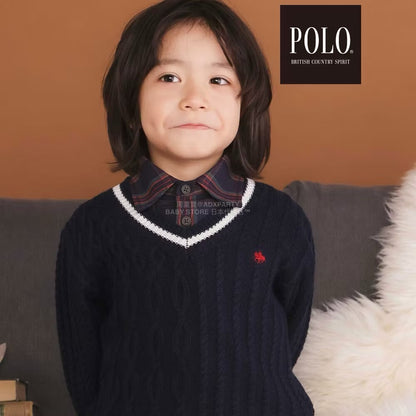 日本童裝  SLAP SLIP x POLO BCS 刺繡胸袋格紋襯衫 80-130cm 男童款 冬季 TOPS 面試/宴會/表演