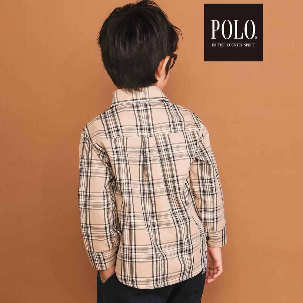 日本童裝  SLAP SLIP x POLO BCS 刺繡胸袋格紋襯衫 80-130cm 男童款 冬季 TOPS 面試/宴會/表演