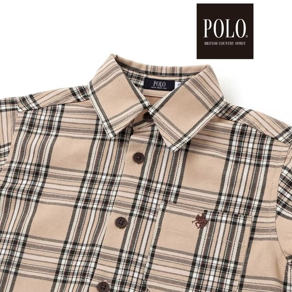 日本童裝  SLAP SLIP x POLO BCS 刺繡胸袋格紋襯衫 80-130cm 男童款 冬季 TOPS 面試/宴會/表演