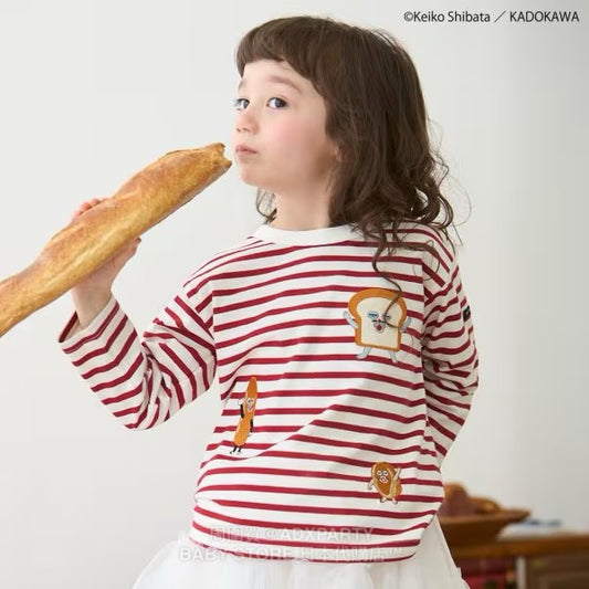 Japanese children's clothing pe#main x Bread Thief striped top 80-130cm boys/girls autumn TOPS 